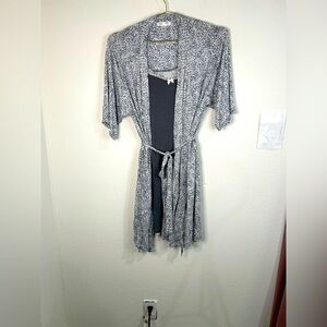 Modern Luxury Carole Hochman Robe Chemise Set S Gray Pink Bow Flaw Read